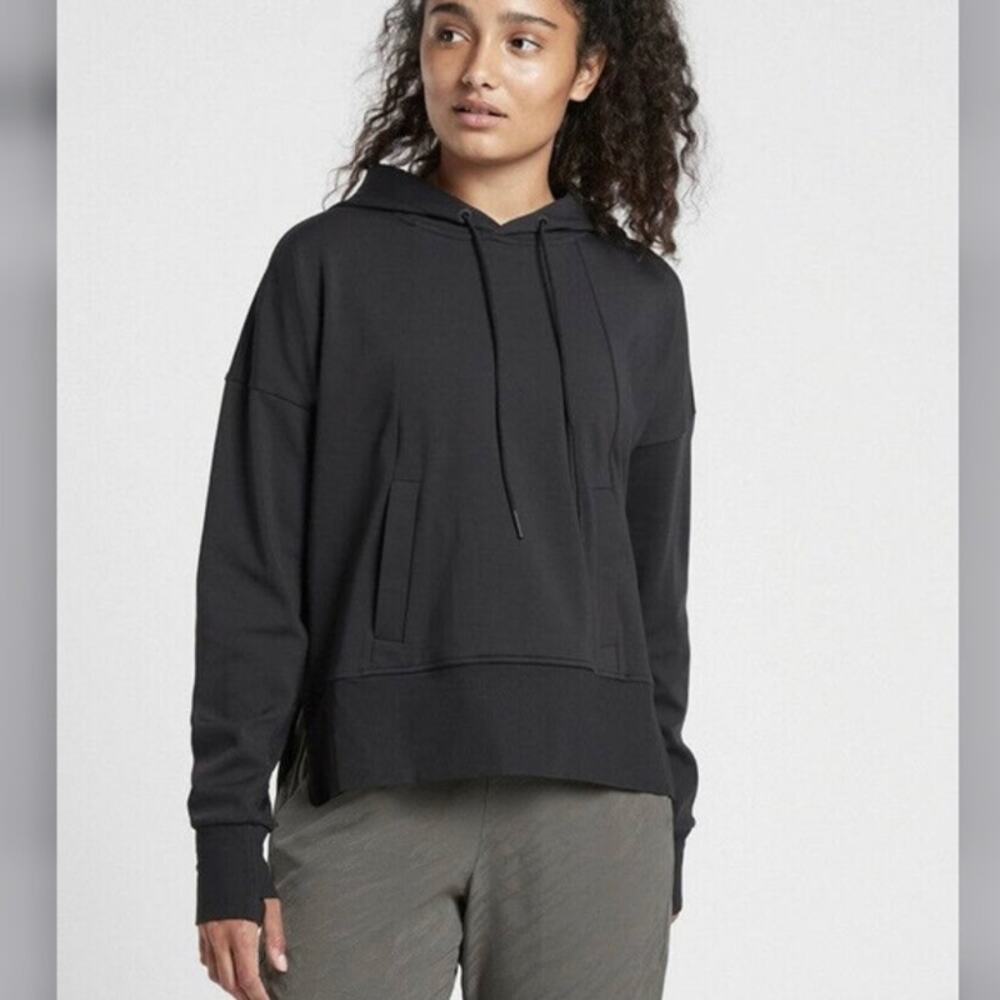 Athleta Black Mission Pullover Hoodie Size XS‎ EUC